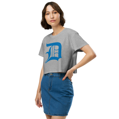 Detroit 'Old English D' Relaxed Crop Top (Azure)