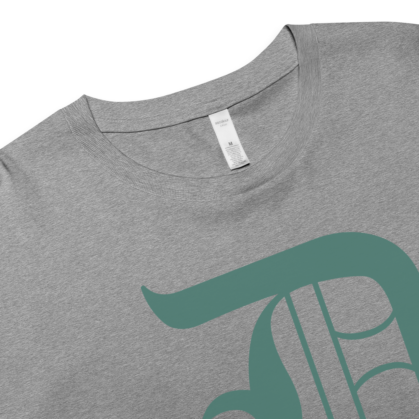 Detroit 'Old English D' Relaxed Crop Top (Copper Green)