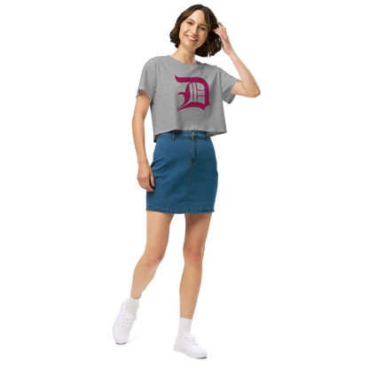 Detroit 'Old English D' Relaxed Crop Top (Ruby Red)