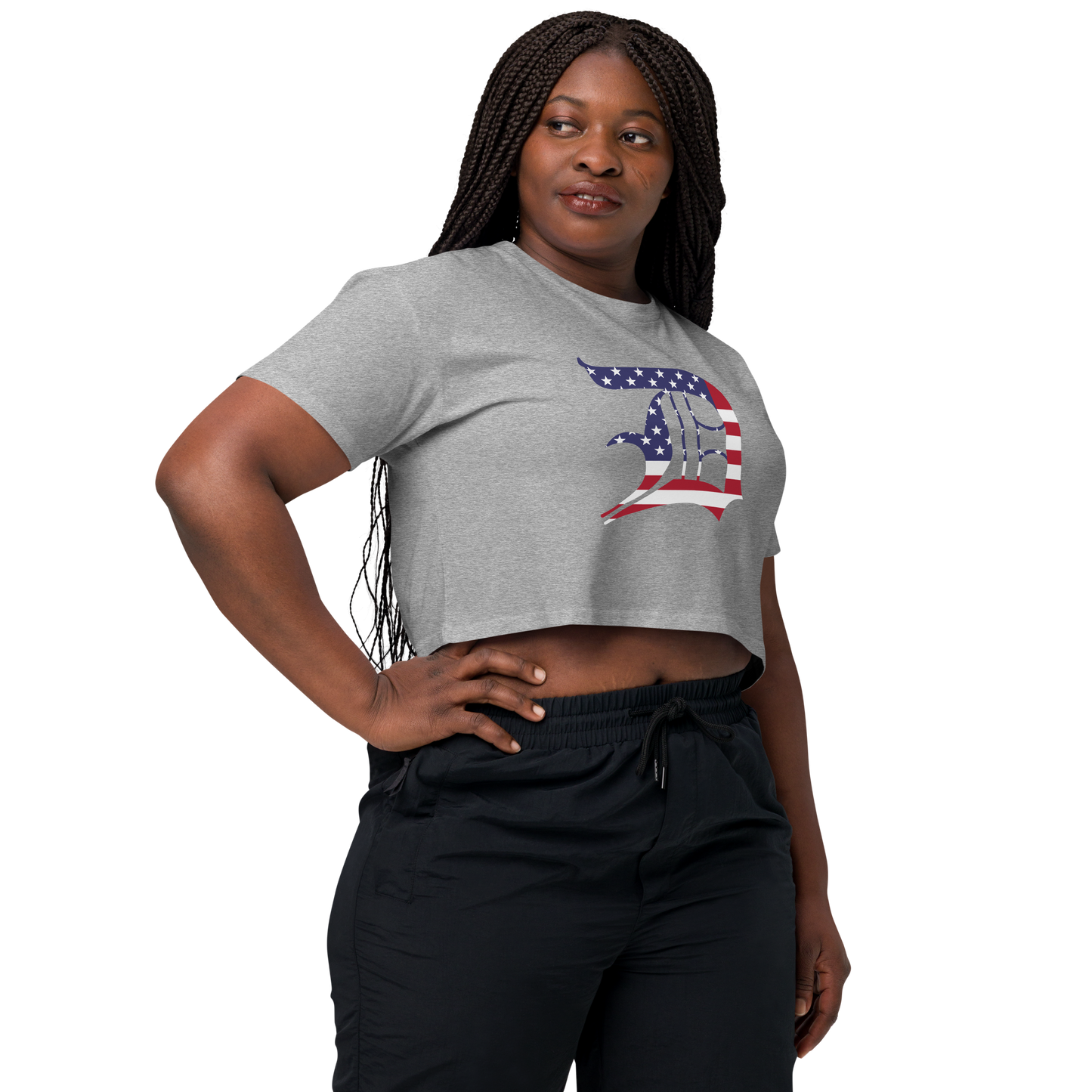 Detroit 'Old English D' Relaxed Crop Top (Patriotic Edition)