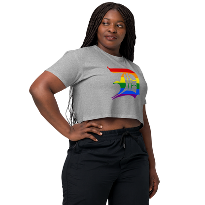 Detroit 'Old English D' Relaxed Crop Top (Rainbow Pride Edition)