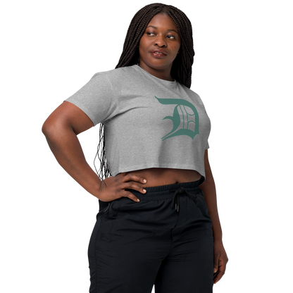 Detroit 'Old English D' Relaxed Crop Top (Copper Green)