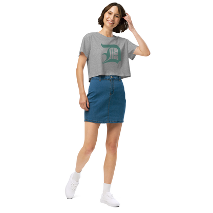 Detroit 'Old English D' Relaxed Crop Top (Copper Green)