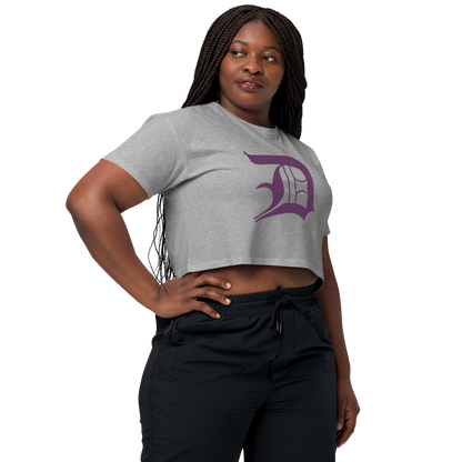 Detroit 'Old English D' Relaxed Crop Top (Plum)