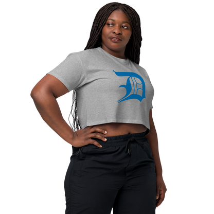 Detroit 'Old English D' Relaxed Crop Top (Azure)