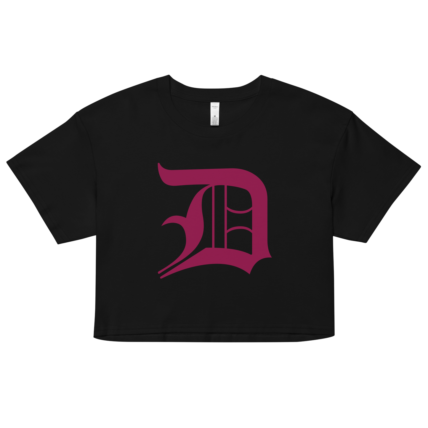 Detroit 'Old English D' Relaxed Crop Top (Ruby Red)