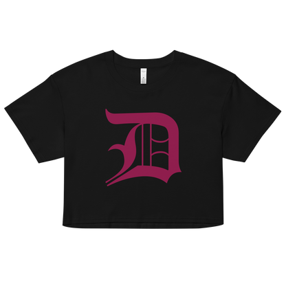 Detroit 'Old English D' Relaxed Crop Top (Ruby Red)