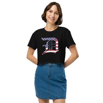 Detroit 'Old English D' Relaxed Crop Top (Patriotic Edition)