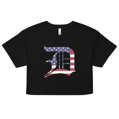 Detroit 'Old English D' Relaxed Crop Top (Patriotic Edition)