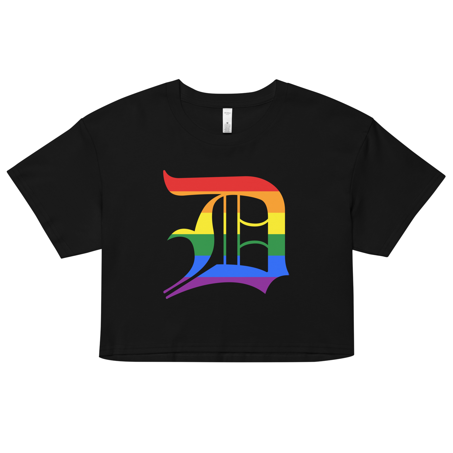 Detroit 'Old English D' Relaxed Crop Top (Rainbow Pride Edition)