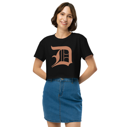 Detroit 'Old English D' Relaxed Crop Top (Copper Color)