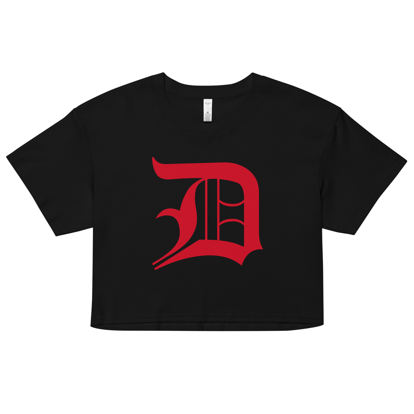 Detroit 'Old English D' Relaxed Crop Top (Aliform Red)