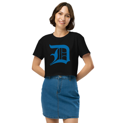 Detroit 'Old English D' Relaxed Crop Top (Azure)