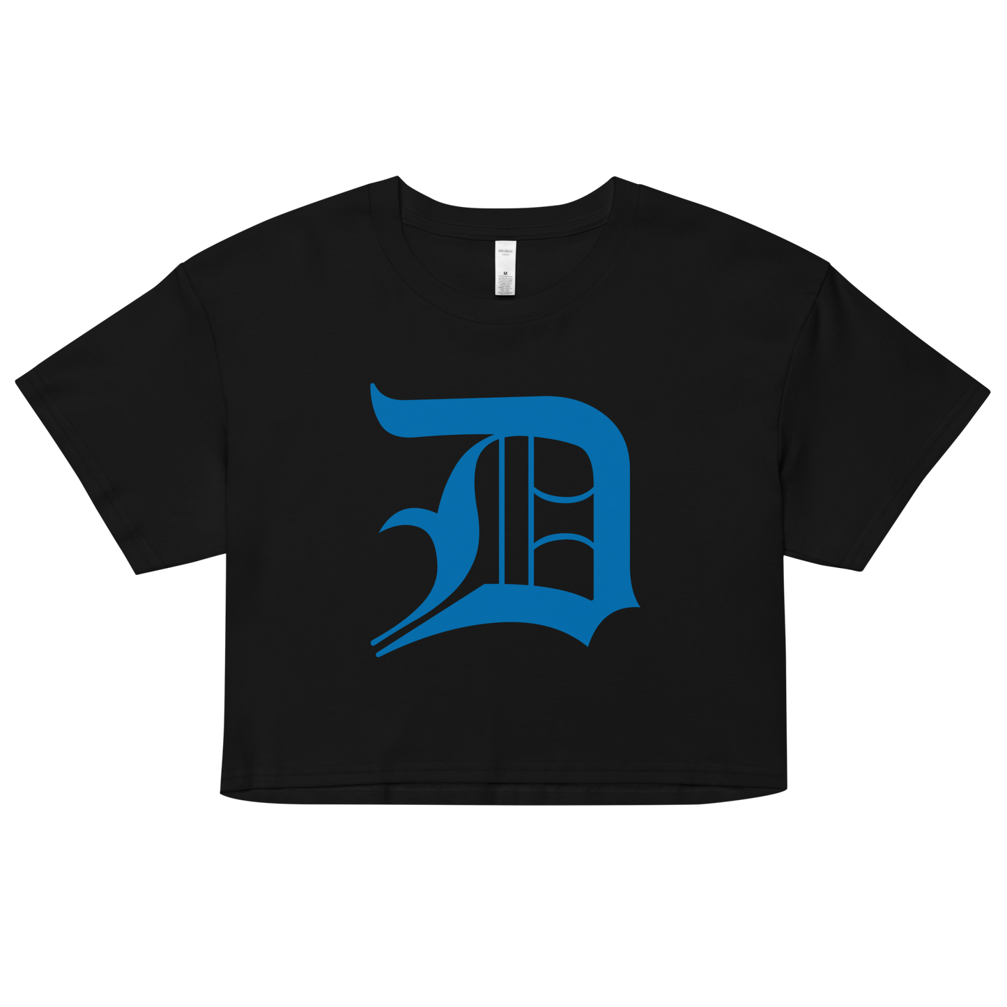 Detroit 'Old English D' Relaxed Crop Top (Azure)