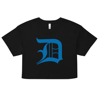 Detroit 'Old English D' Relaxed Crop Top (Azure)