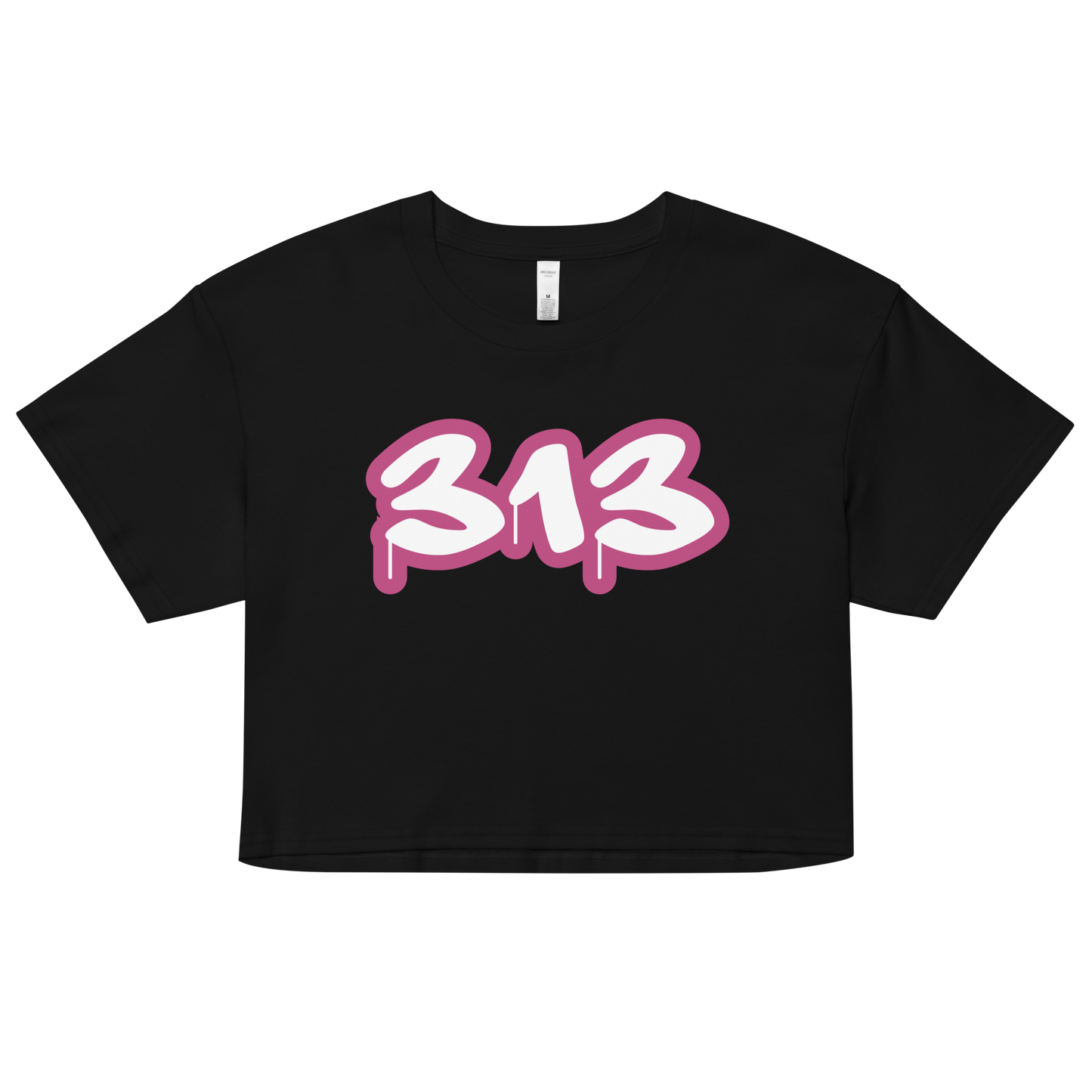 Detroit '313' Relaxed Crop Top (Apple Blossom Pink)