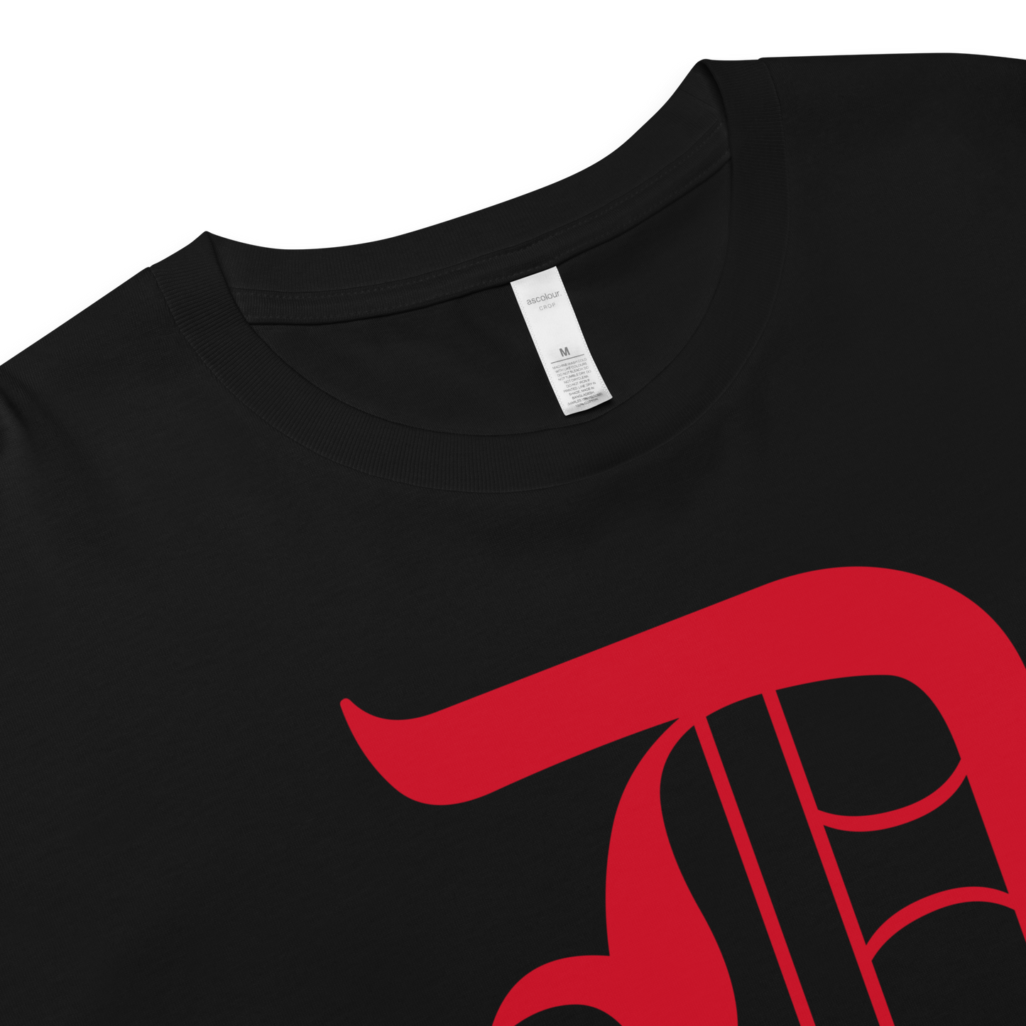 Detroit 'Old English D' Relaxed Crop Top (Aliform Red)