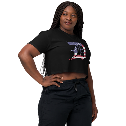 Detroit 'Old English D' Relaxed Crop Top (Patriotic Edition)