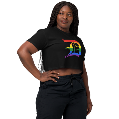 Detroit 'Old English D' Relaxed Crop Top (Rainbow Pride Edition)