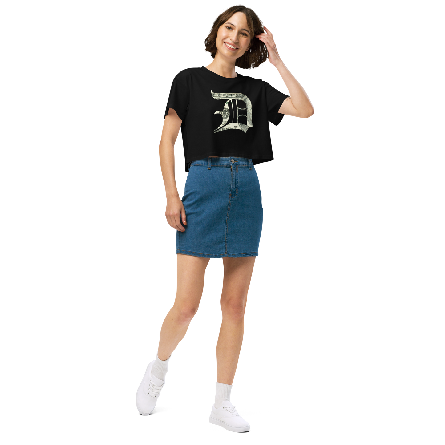 Detroit 'Old English D' Relaxed Crop Top (Benjamins Edition)