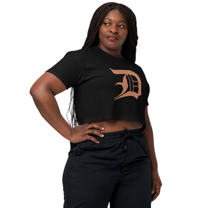 Detroit 'Old English D' Relaxed Crop Top (Copper Color)