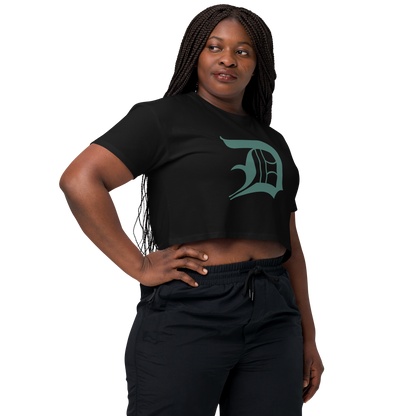 Detroit 'Old English D' Relaxed Crop Top (Copper Green)