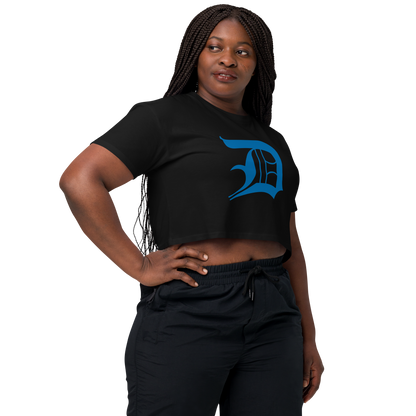 Detroit 'Old English D' Relaxed Crop Top (Azure)