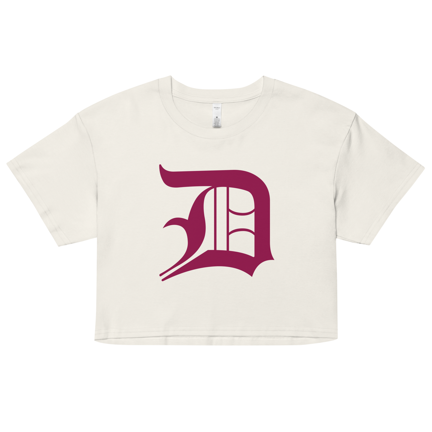 Detroit 'Old English D' Relaxed Crop Top (Ruby Red)