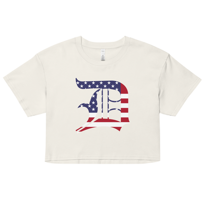 Detroit 'Old English D' Relaxed Crop Top (Patriotic Edition)