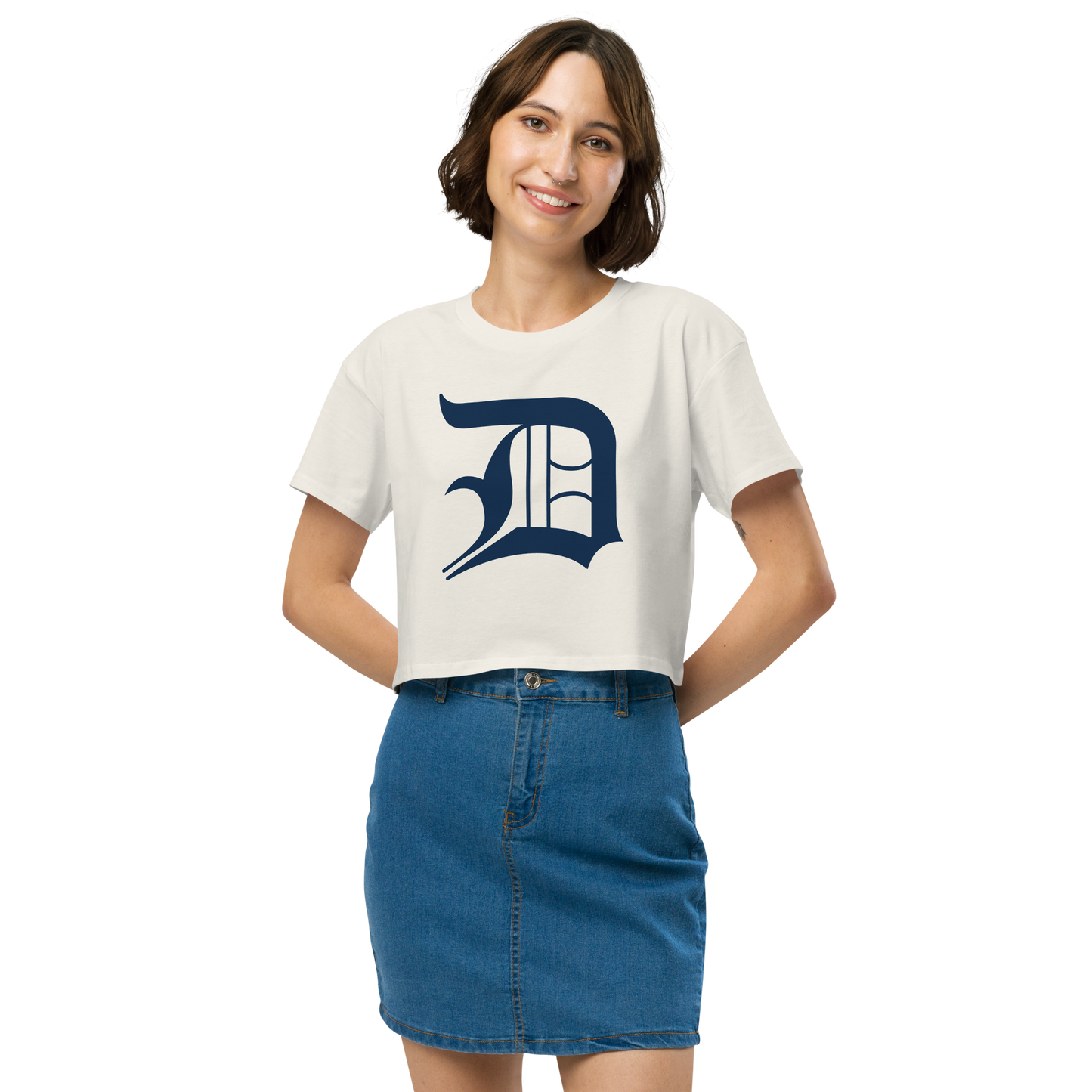 Detroit 'Old English D' Relaxed Crop Top