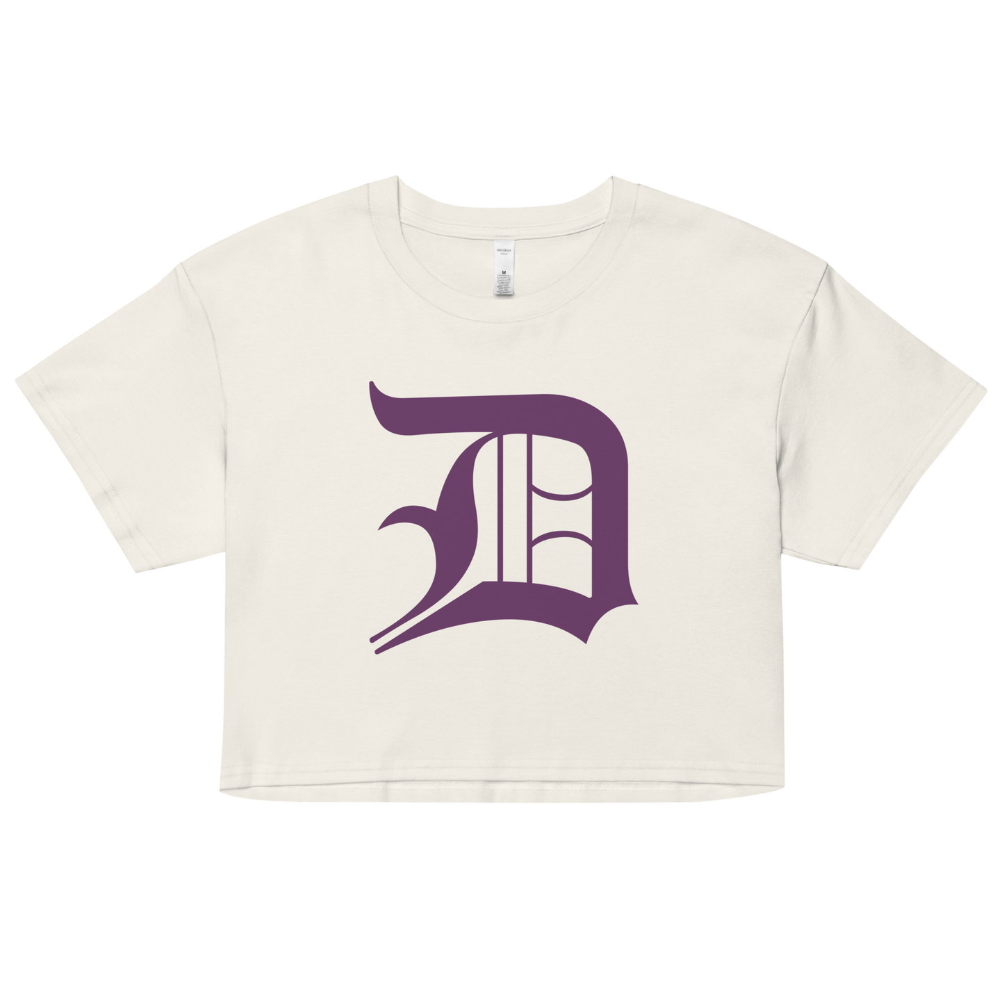 Detroit 'Old English D' Relaxed Crop Top (Plum)