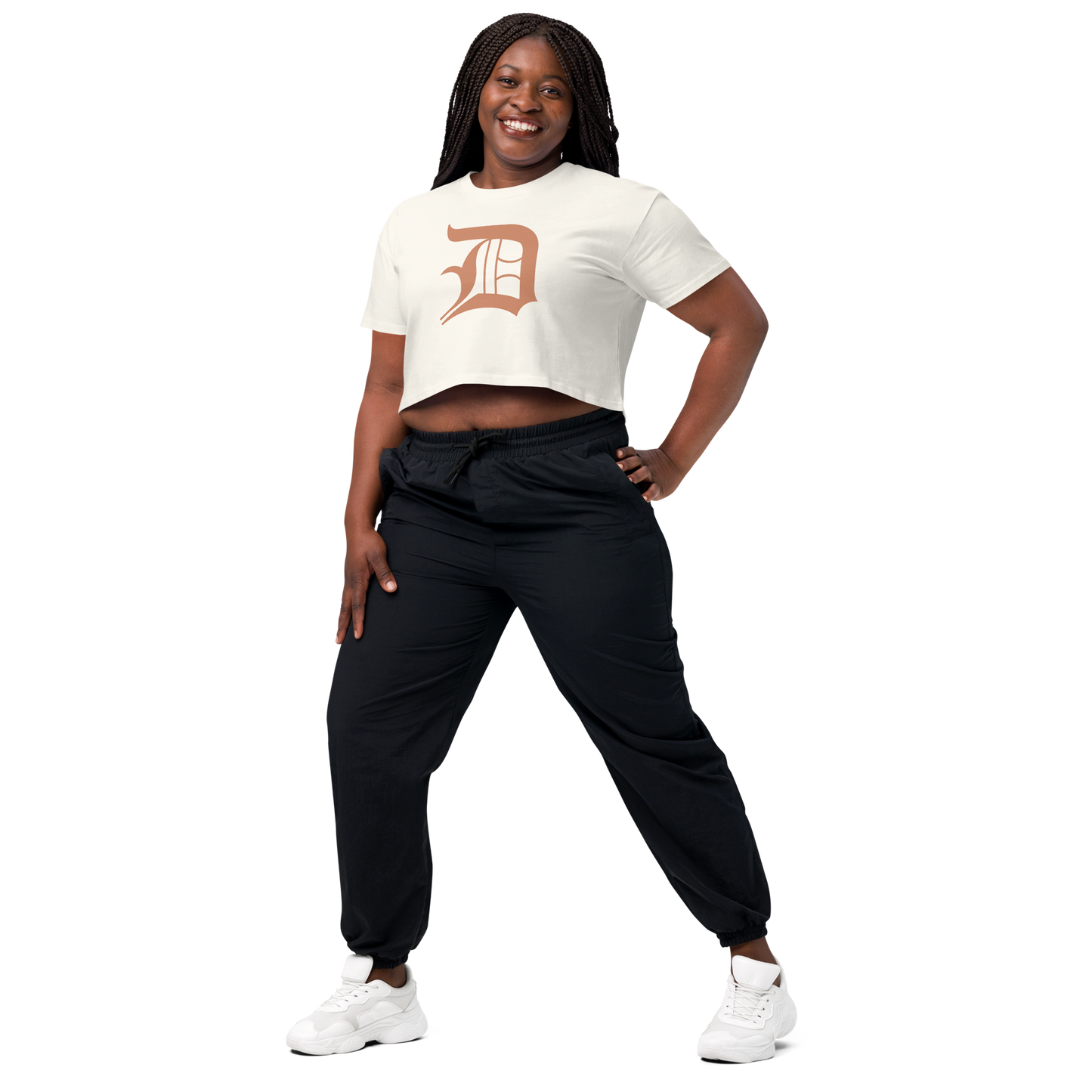 Detroit 'Old English D' Relaxed Crop Top (Copper Color)