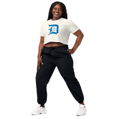 Detroit 'Old English D' Relaxed Crop Top (Azure)