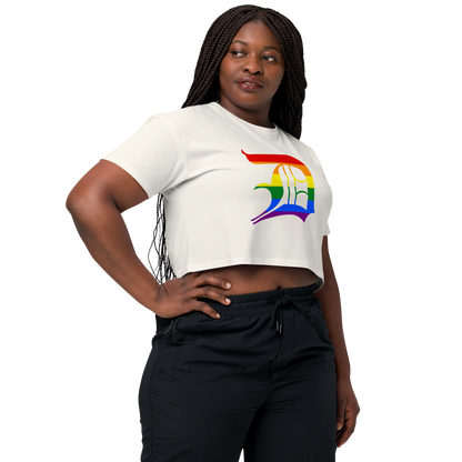 Detroit 'Old English D' Relaxed Crop Top (Rainbow Pride Edition)