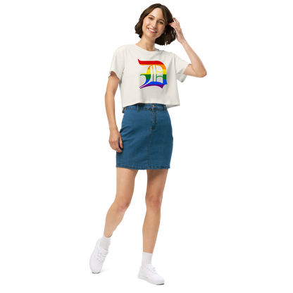 Detroit 'Old English D' Relaxed Crop Top (Rainbow Pride Edition)