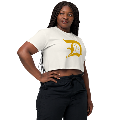 Detroit 'Old English D' Relaxed Crop Top (Gold)