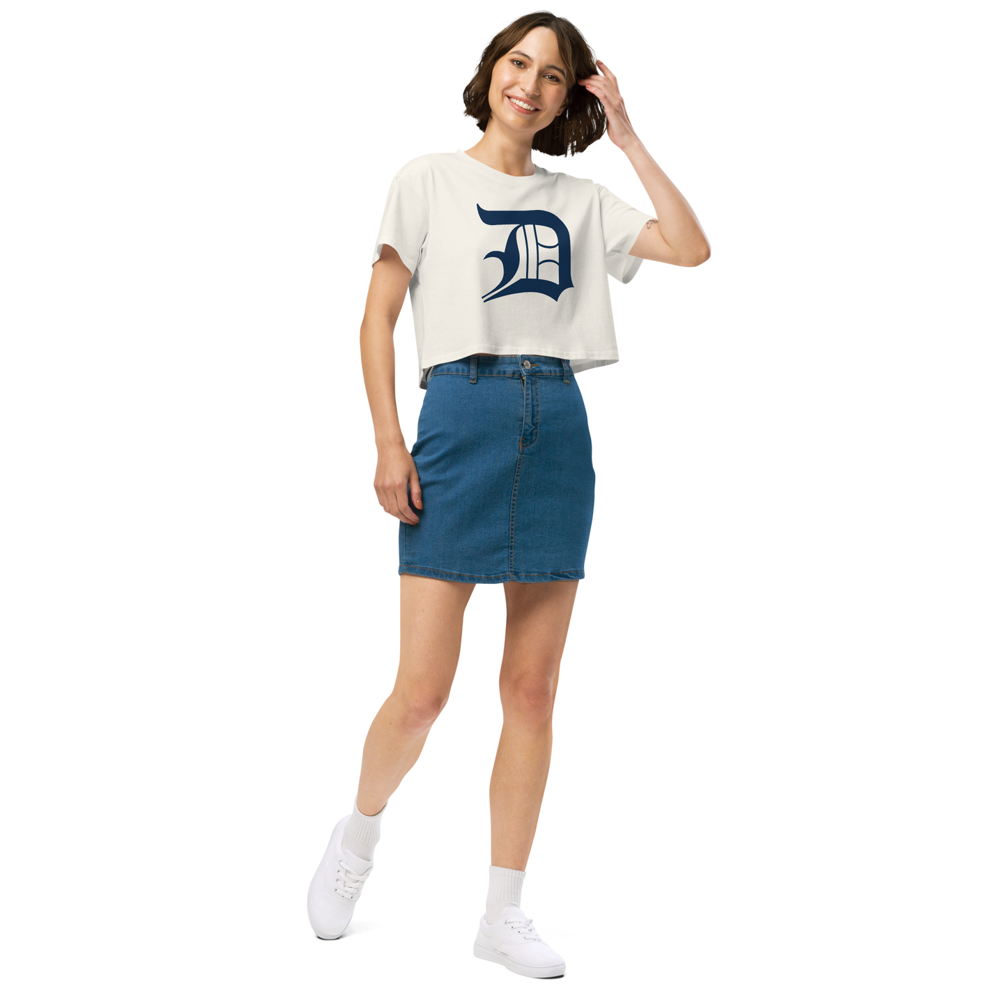 Detroit 'Old English D' Relaxed Crop Top