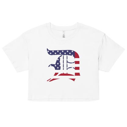 Detroit 'Old English D' Relaxed Crop Top (Patriotic Edition)