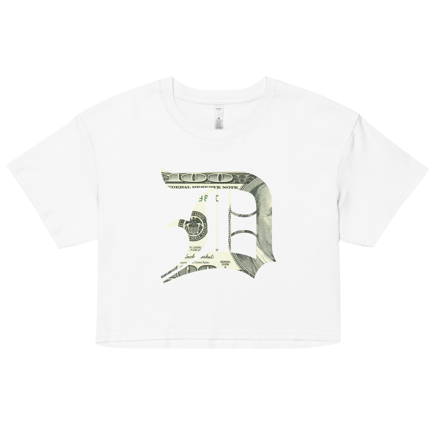 Detroit 'Old English D' Relaxed Crop Top (Benjamins Edition)