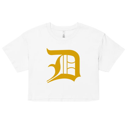 Detroit 'Old English D' Relaxed Crop Top (Gold)