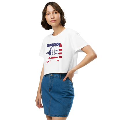 Detroit 'Old English D' Relaxed Crop Top (Patriotic Edition)