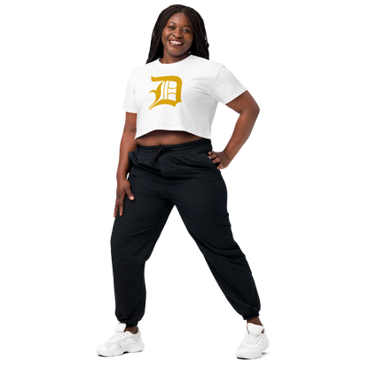 Detroit 'Old English D' Relaxed Crop Top (Gold)