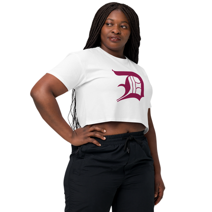 Detroit 'Old English D' Relaxed Crop Top (Ruby Red)