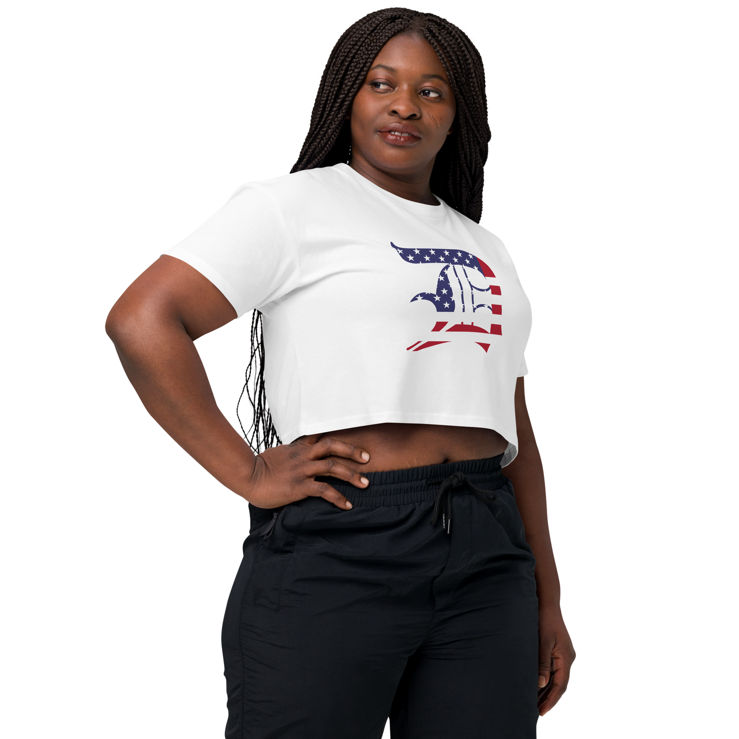 Detroit 'Old English D' Relaxed Crop Top (Patriotic Edition)