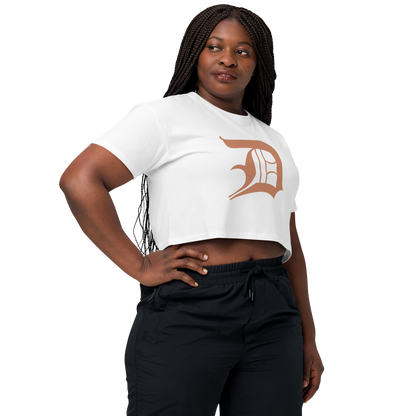 Detroit 'Old English D' Relaxed Crop Top (Copper Color)