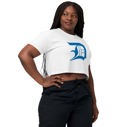 Detroit 'Old English D' Relaxed Crop Top (Azure)