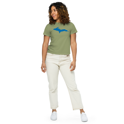 Michigan Upper Peninsula T-Shirt (w/ Azure UP Outline) | Women's High-Waisted