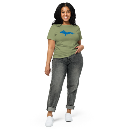 Michigan Upper Peninsula T-Shirt (w/ Azure UP Outline) | Women's High-Waisted