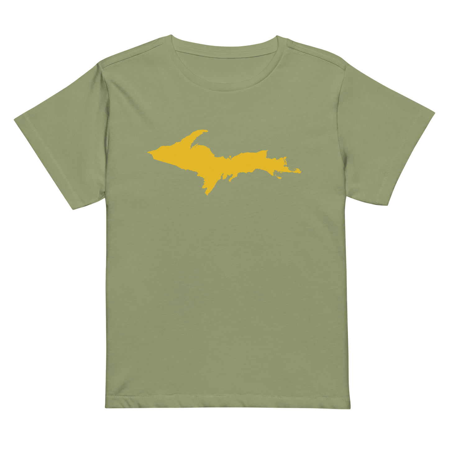 Michigan Upper Peninsula T-Shirt (w/ Gold UP Outline) | Women's High-Waisted