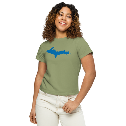 Michigan Upper Peninsula T-Shirt (w/ Azure UP Outline) | Women's High-Waisted